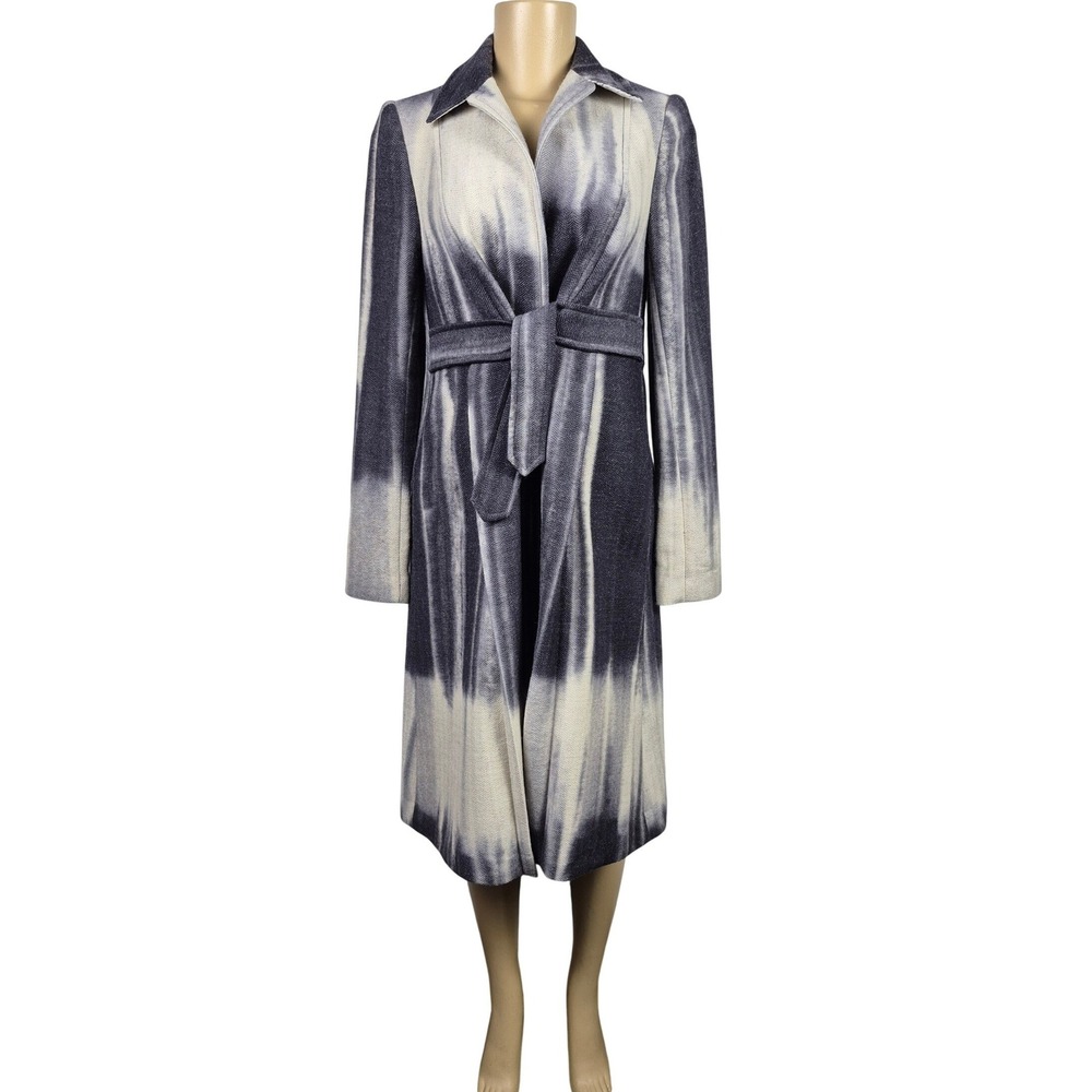 Adam Lippes Adampluseve Wool Silk Alpaca Tie Dye Herringbone Belted Coat XS